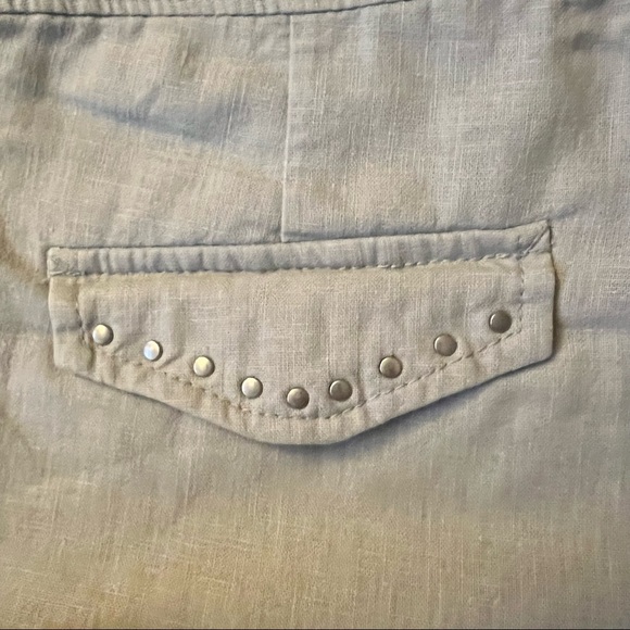 New York and company grey linen shorts with studs Sz 6 - Picture 5 of 6